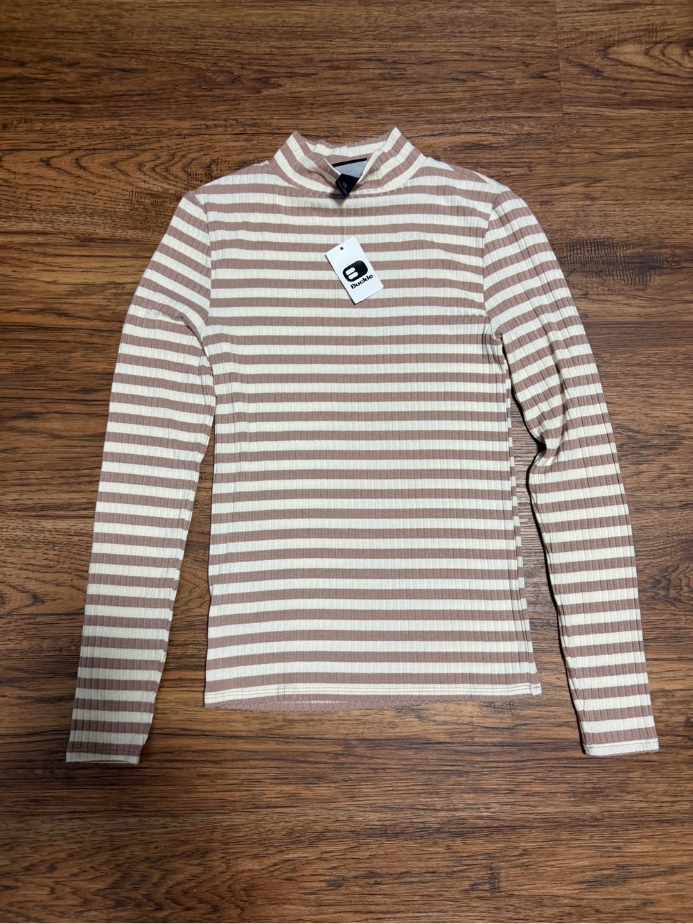 NWT Daytrip Striped turtleNeck Long Sleeve Top - Cream & Brown